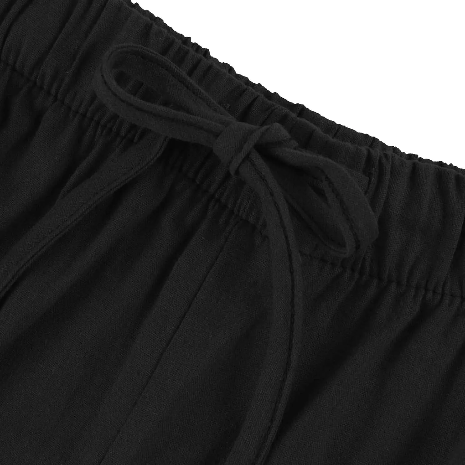 Women Casual Linen Pants Wide Leg Casual Palazzo Pants Cotton Linen Lounge Beach Summer Pants with Pockets