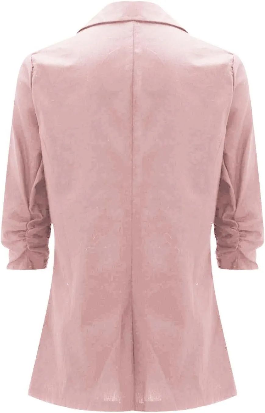 Women Cotton Linen Blazer Business Casual Lightweight One Button Work Suit Jacket Summer Trendy 2025