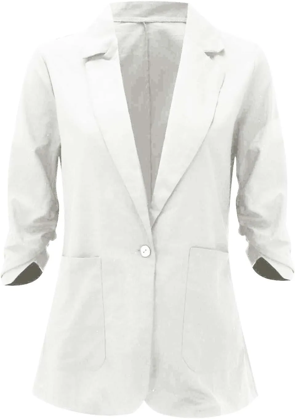 Women Cotton Linen Blazer Business Casual Lightweight One Button Work Suit Jacket Summer Trendy 2025