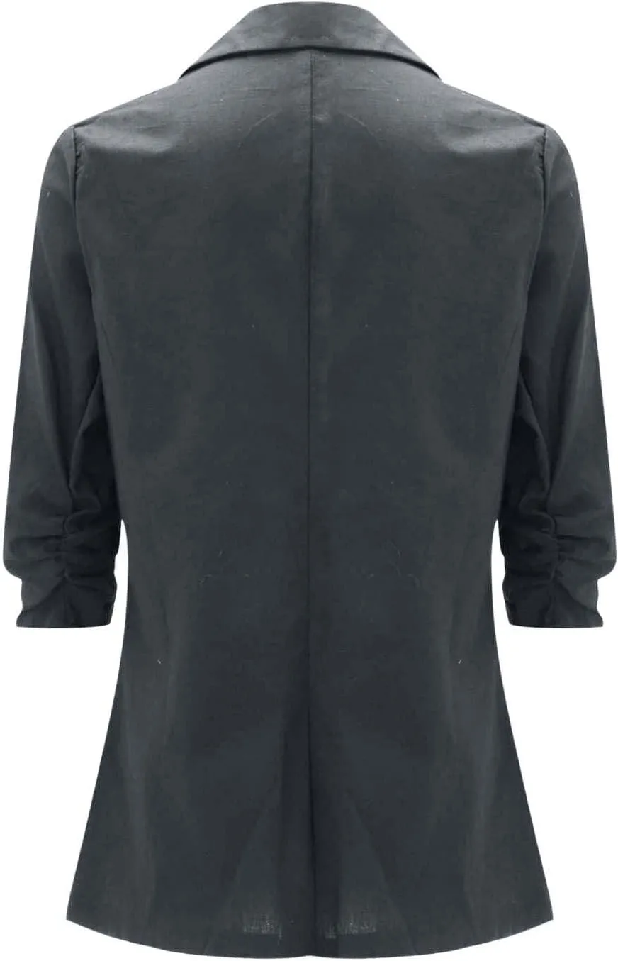 Women Cotton Linen Blazer Business Casual Lightweight One Button Work Suit Jacket Summer Trendy 2025