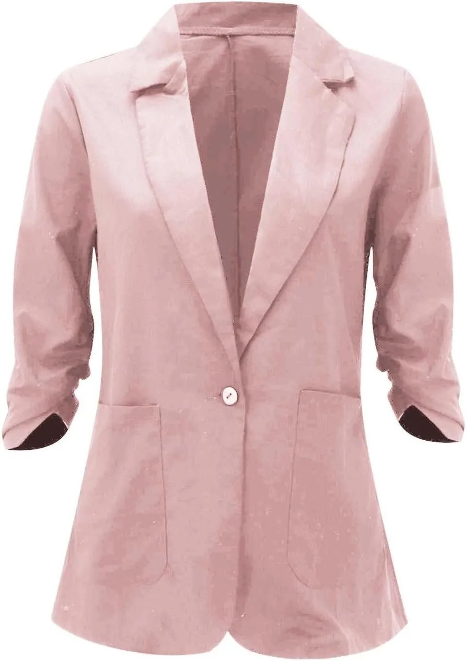 Women Cotton Linen Blazer Business Casual Lightweight One Button Work Suit Jacket Summer Trendy 2025