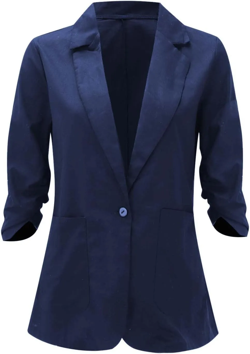 Women Cotton Linen Blazer Business Casual Lightweight One Button Work Suit Jacket Summer Trendy 2025