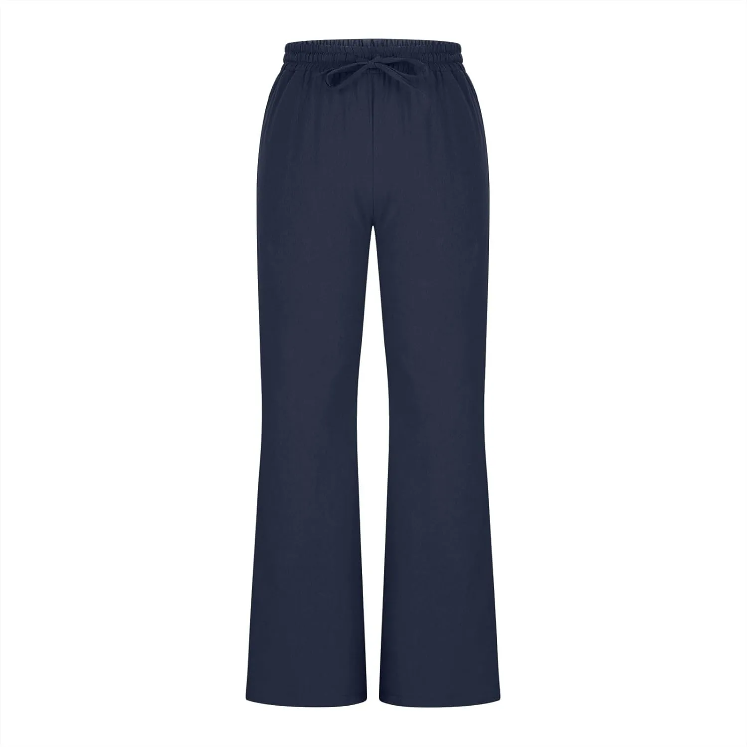 Women Cotton Linen Flare Pants Summer Drawstring Bootcut Trousers Boho Beach Lightweight Slacks Ladies Travel Clothes