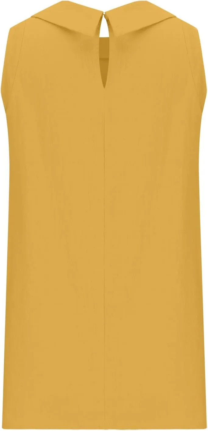 Women Cotton Linen Sleeveless Crop Tank Tops O Neck Shirt Casual Solid Color Loose Fit Comfy T-Shirt Blouse Vest