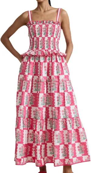 Women Summer Boho Tie Shoulder Dress Y2k Floral Smocked Flowy Long Dress Ruffle Tiered Beach Vocation Sundress