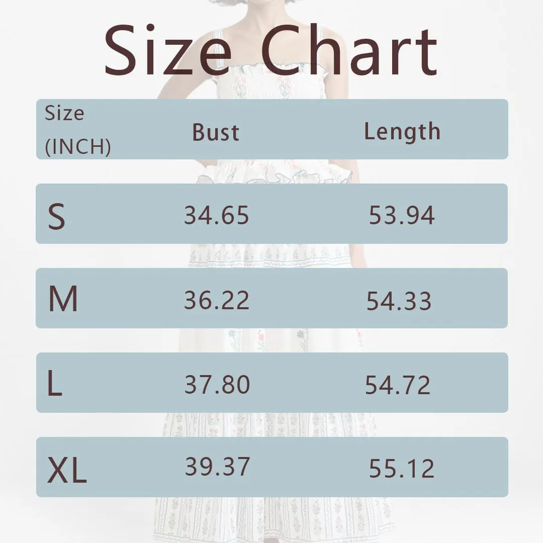 Women Summer Boho Tie Shoulder Dress Y2k Floral Smocked Flowy Long Dress Ruffle Tiered Beach Vocation Sundress