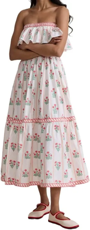 Women Summer Boho Tie Shoulder Dress Y2k Floral Smocked Flowy Long Dress Ruffle Tiered Beach Vocation Sundress