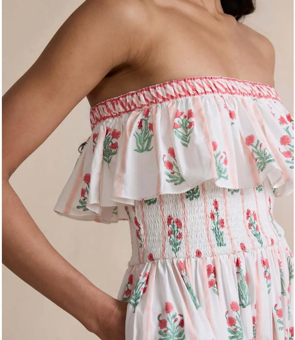 Women Summer Boho Tie Shoulder Dress Y2k Floral Smocked Flowy Long Dress Ruffle Tiered Beach Vocation Sundress