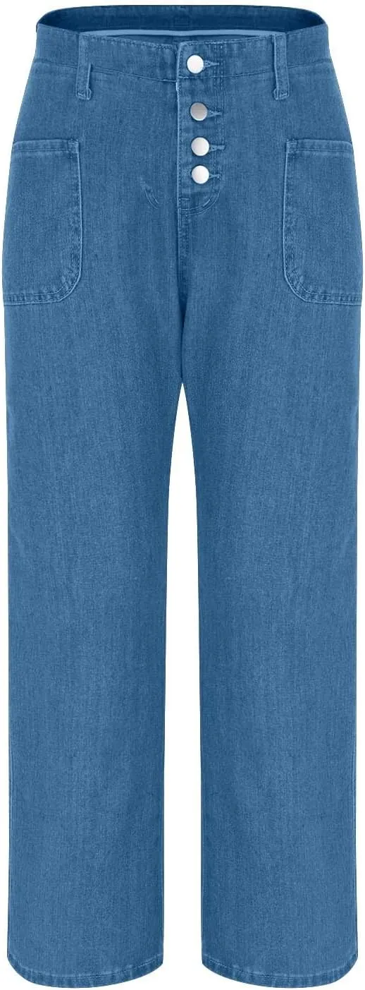 Women Wide Leg Jeans Casual Baggy Stretchy Bootcut Boyfriend Denim Pants Trendy High Waisted y2k Long Trousers