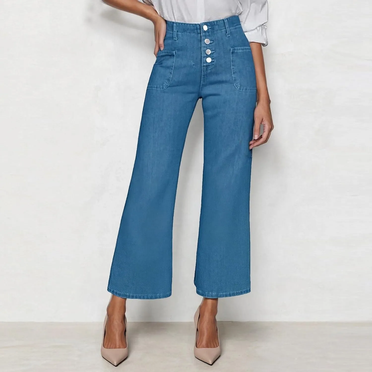 Women Wide Leg Jeans Casual Baggy Stretchy Bootcut Boyfriend Denim Pants Trendy High Waisted y2k Long Trousers