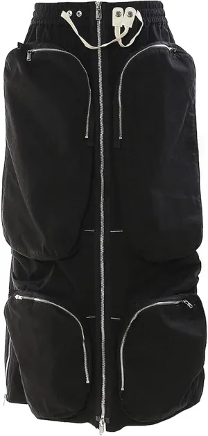 Women Work Zipper Tooling Skirt Cotton High Waisted Cargo Long Skirts Stretchy Drawstring Skirt with Pockets