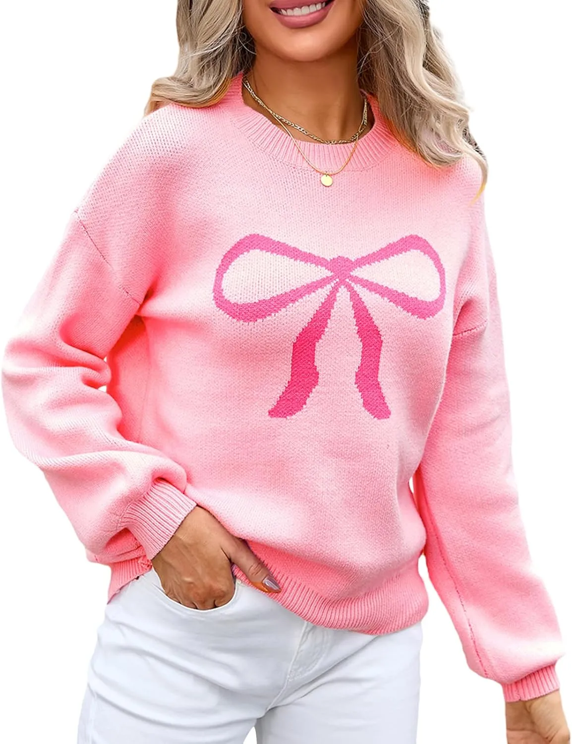 Women Y2k Graphic Oversized Sweaters Long Sleeve Crewneck Cute Knit Pullover Crochet Knit Loose Jumper Top