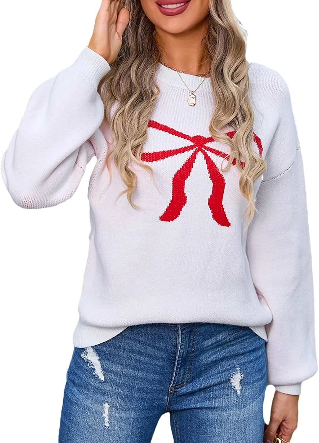 Women Y2k Graphic Oversized Sweaters Long Sleeve Crewneck Cute Knit Pullover Crochet Knit Loose Jumper Top