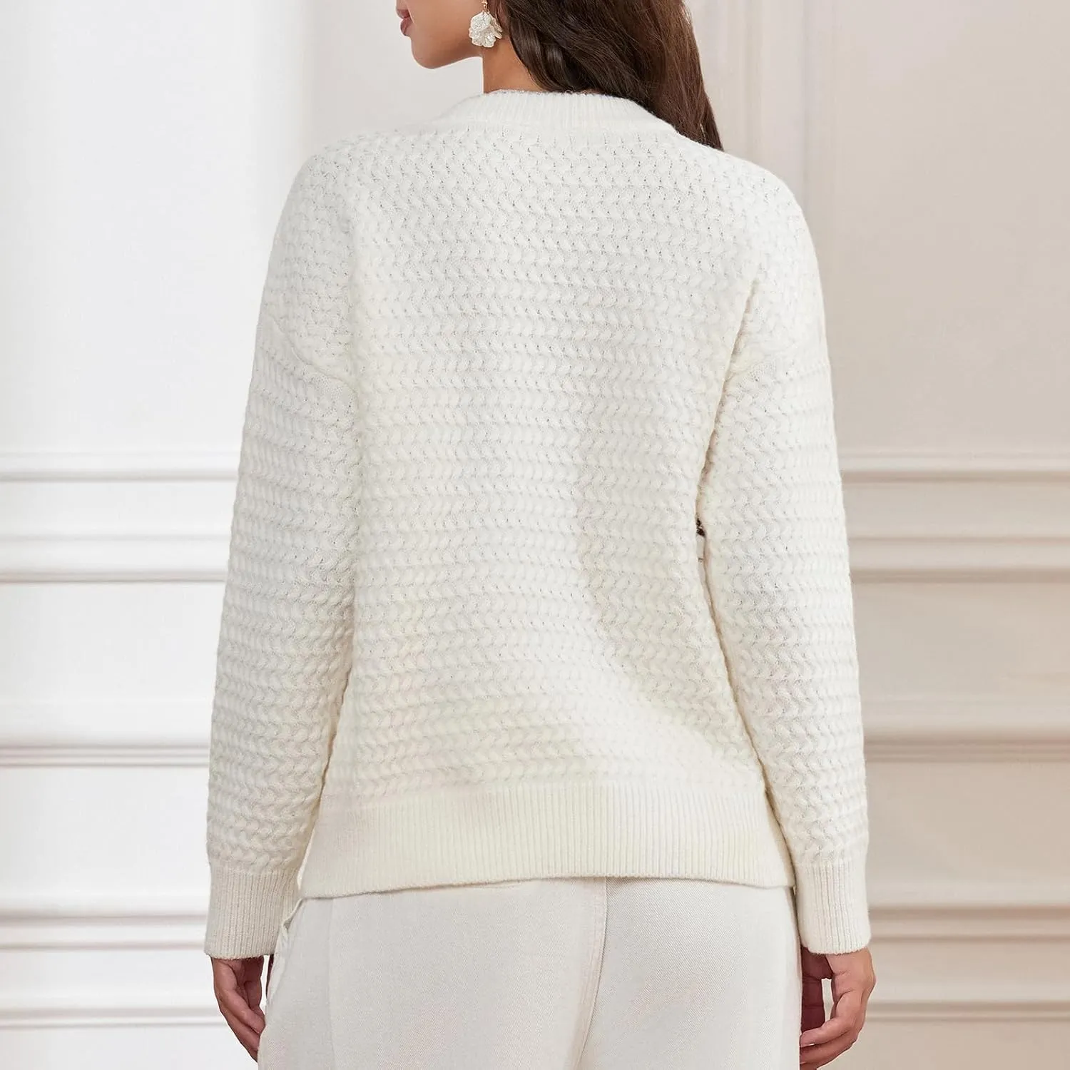 Women Y2k Graphic Oversized Sweaters Long Sleeve Crewneck Cute Knit Pullover Crochet Knit Loose Jumper Top