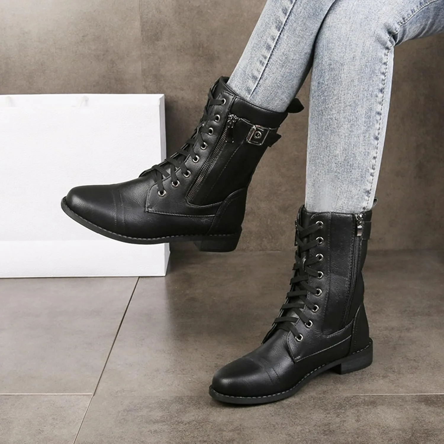 Women's Ankle Boots & Booties Women Booties Low Heel Oxford Boots for Women Womens Hiking Boot Non Slip Slip On Chunky Low Heel Classic Pointed Toe