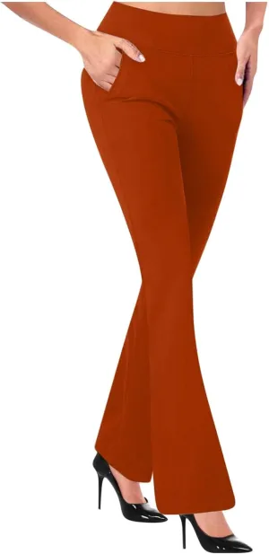 Womens Bootcut Dress Pants Stretchy Yoga Work Trousers High Waist Casual Flare Slacks Office Business Lounge Clothes
