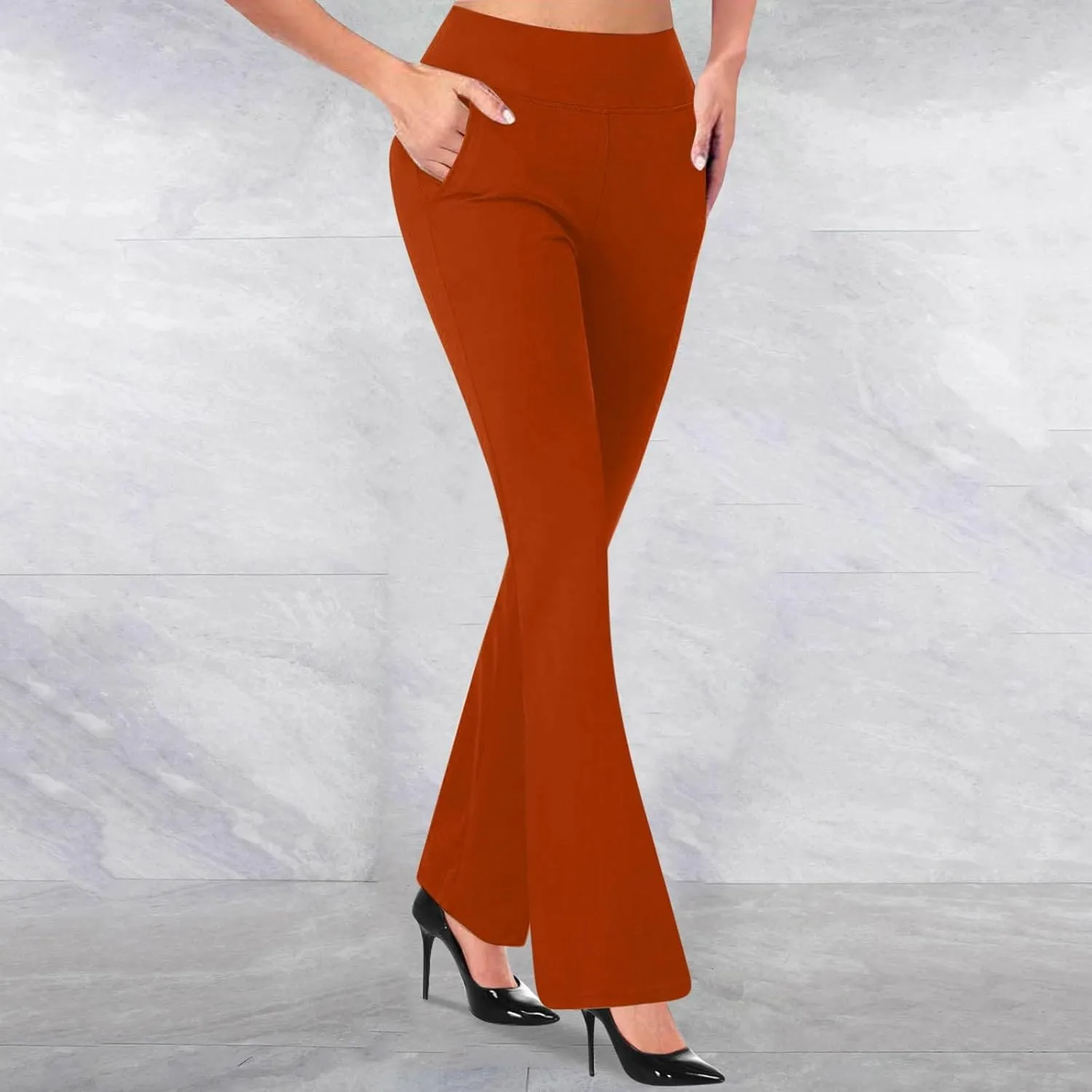 Womens Bootcut Dress Pants Stretchy Yoga Work Trousers High Waist Casual Flare Slacks Office Business Lounge Clothes