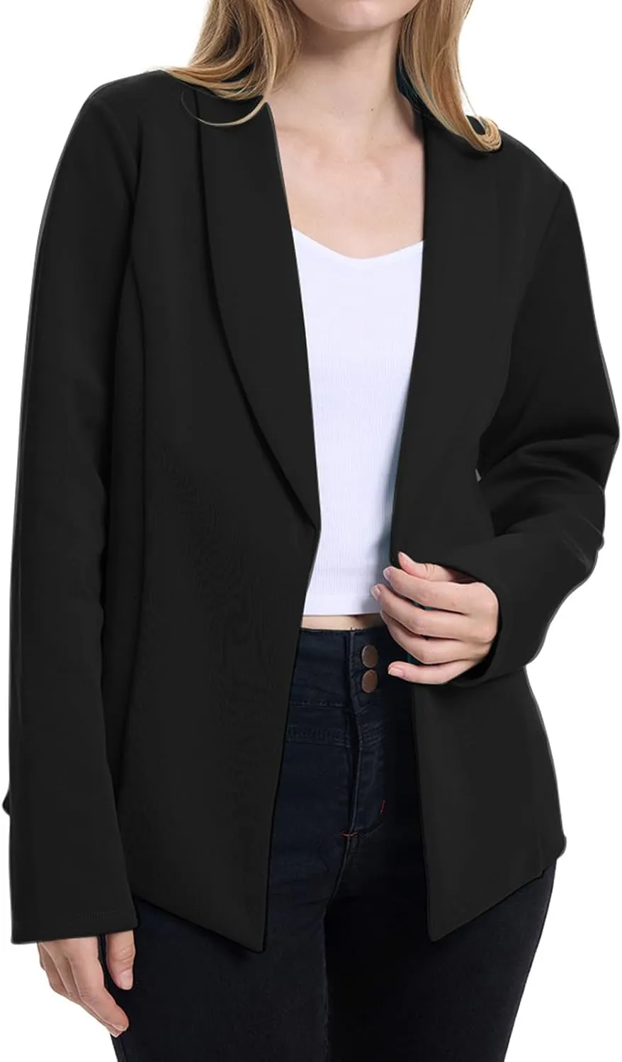 Womens Casual Blazers Open Front Lapel Long Sleeve Business Jackets Solid Blazer