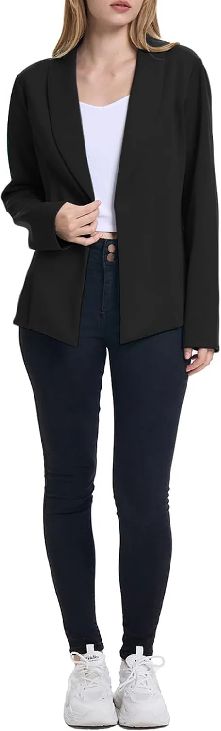 Womens Casual Blazers Open Front Lapel Long Sleeve Business Jackets Solid Blazer