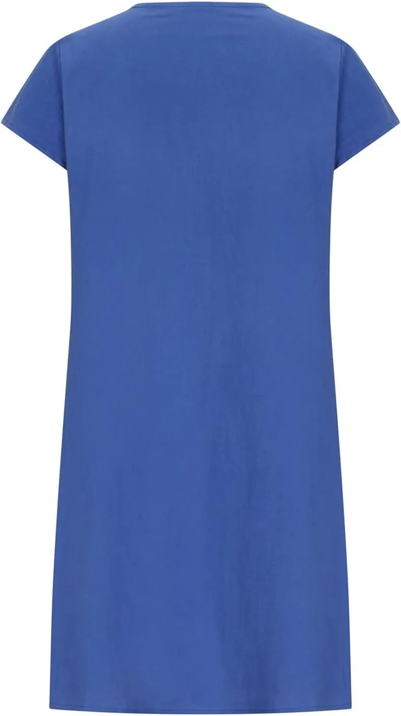 Women's Cotton Linen Midi Dress Plus Size Cap Sleeve Pleated Summer Dresses 2025 Trendy Crew Neck Casual Dress