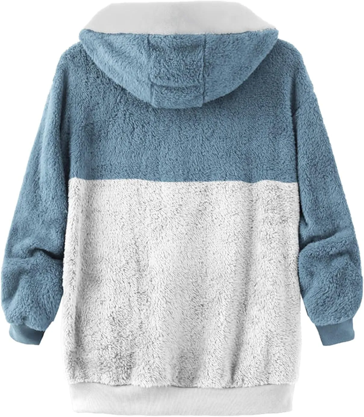 Womens Cute Bear Ear Sherpa Fleece Lined Hoodie Jackets Zip Up Sherpa Lined Warm Oversized Fluffy Coat Plush Flannel