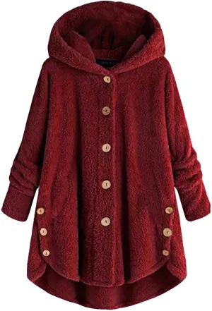 Womens Fleece Winter Coats Hooded Faux Shearling Shaggy Hoodies Long Sleeve Oversized Loose Thicken Warm Pullover Tops 2023