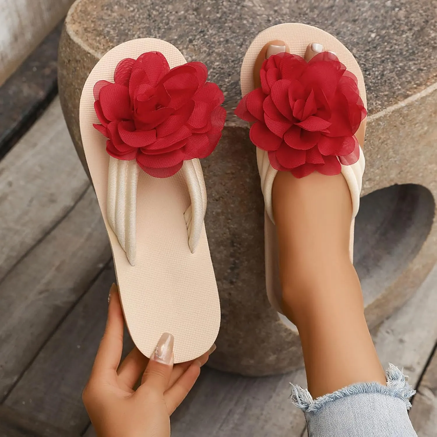 Womens Flip Flops Sandals Arch Support Wedge Sandals Comfortable Casual Slippers Summer Beach Thong Sandals