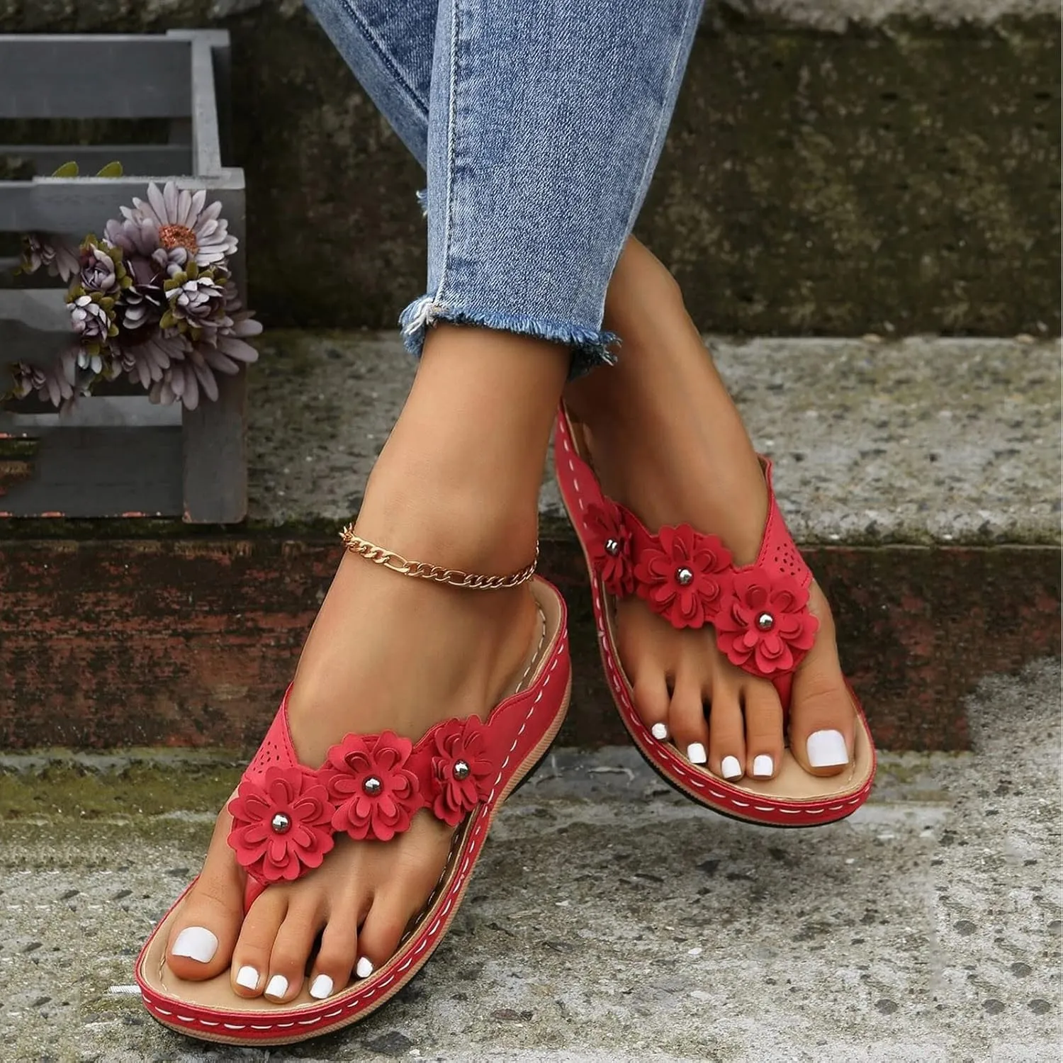 Womens Flip Flops Summer Dressy Wedge Sandals Orthopedic Platform Sandals Casual Comfortable Walking Shoes