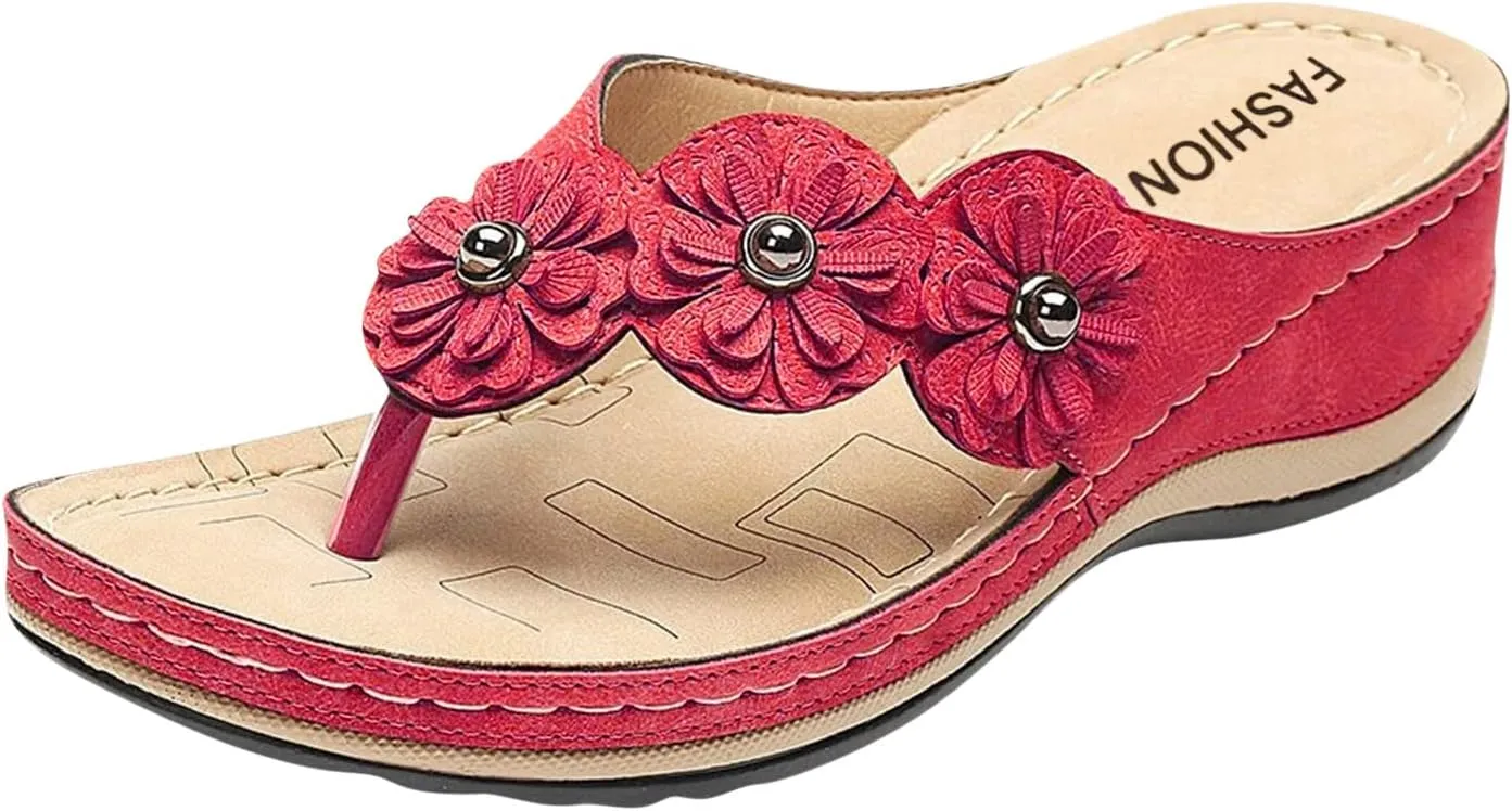 Womens Flip Flops Summer Dressy Wedge Sandals Orthopedic Platform Sandals Casual Comfortable Walking Shoes