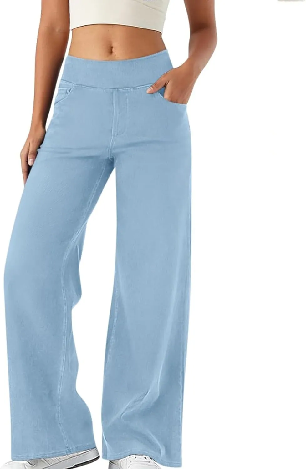 Women's High Waist Washed Ripped Jeans,Vintage Loose Fit Straight Leg Denim Trousers,Casual Stretch Comfort Pants