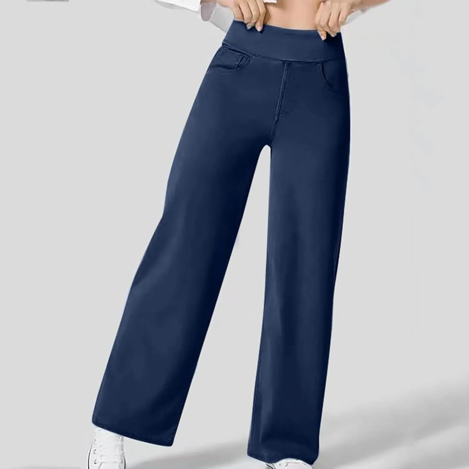 Women's High Waist Washed Ripped Jeans,Vintage Loose Fit Straight Leg Denim Trousers,Casual Stretch Comfort Pants