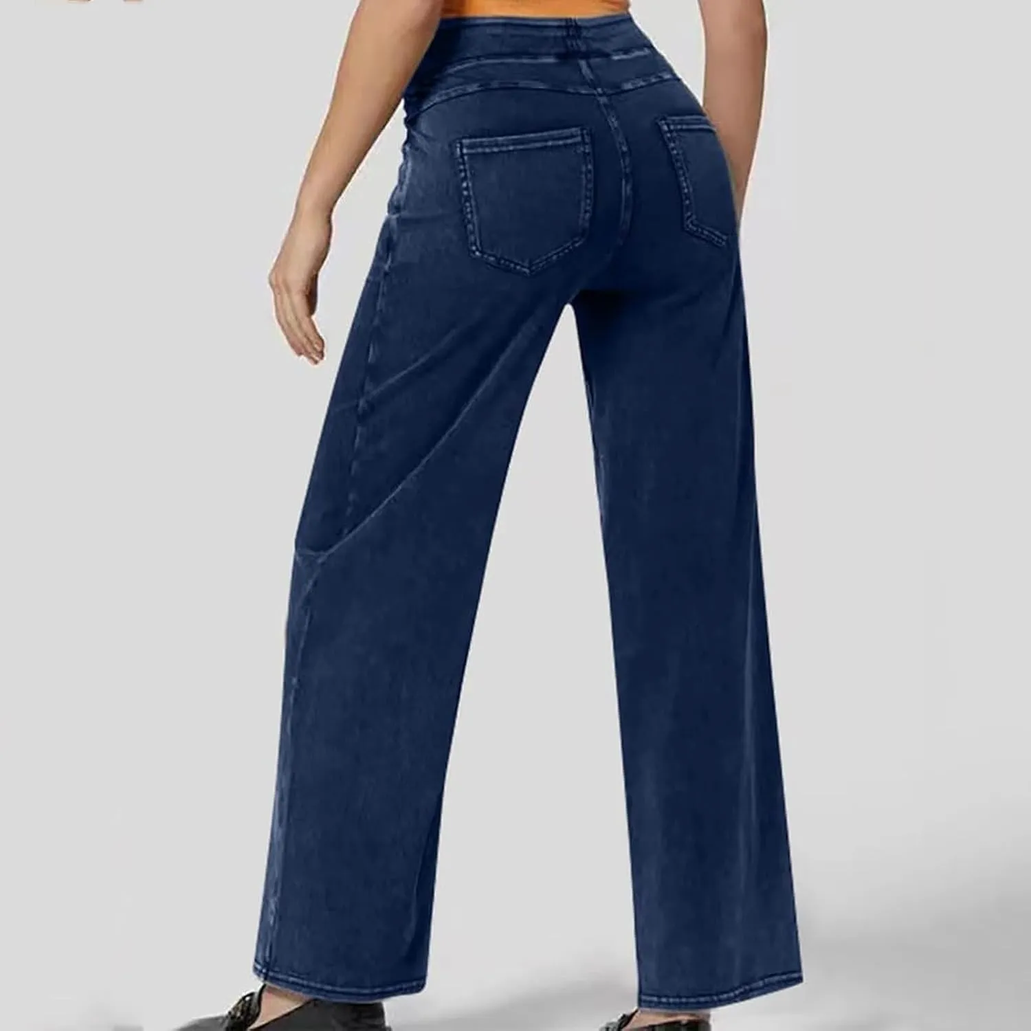 Women's High Waist Washed Ripped Jeans,Vintage Loose Fit Straight Leg Denim Trousers,Casual Stretch Comfort Pants