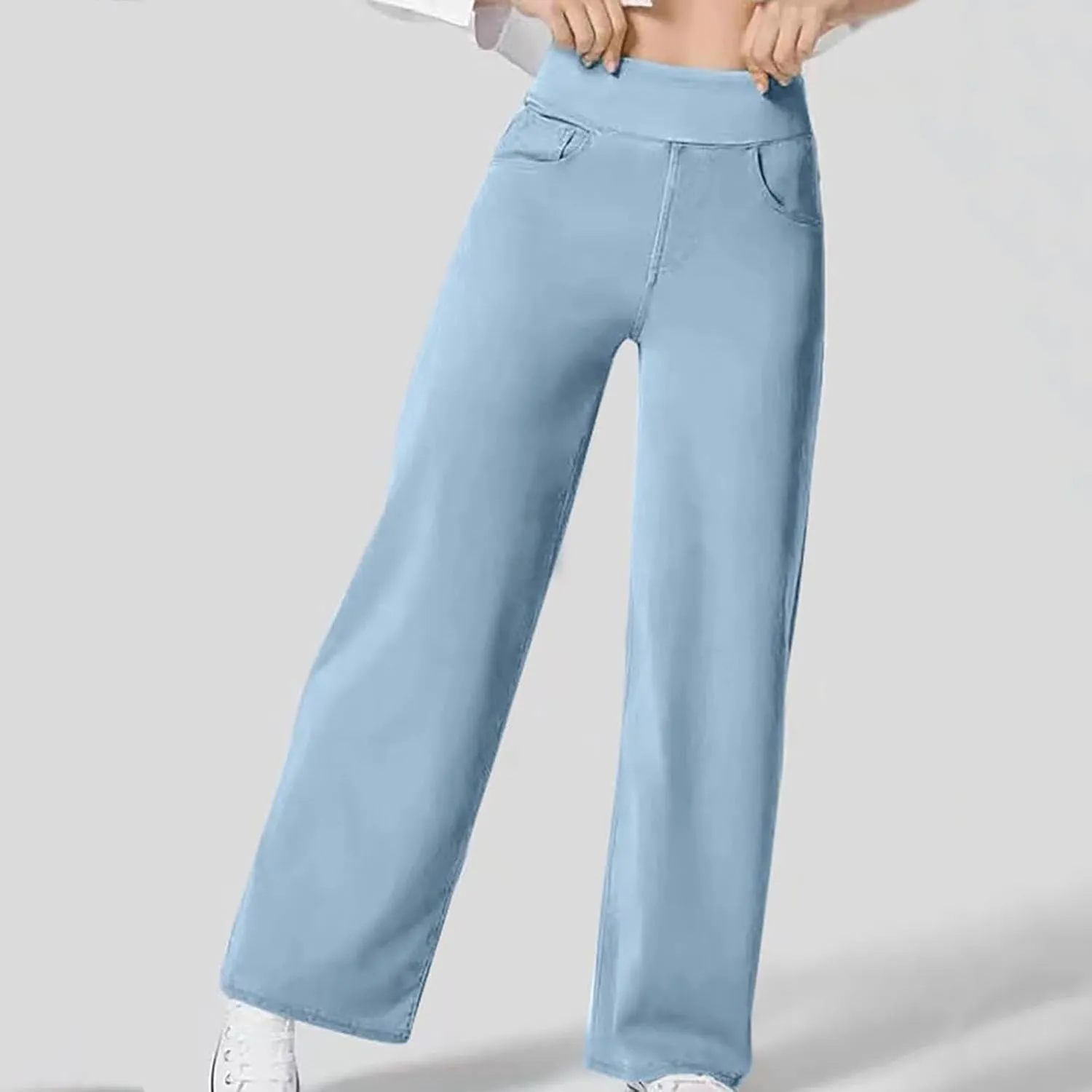 Women's High Waist Washed Ripped Jeans,Vintage Loose Fit Straight Leg Denim Trousers,Casual Stretch Comfort Pants