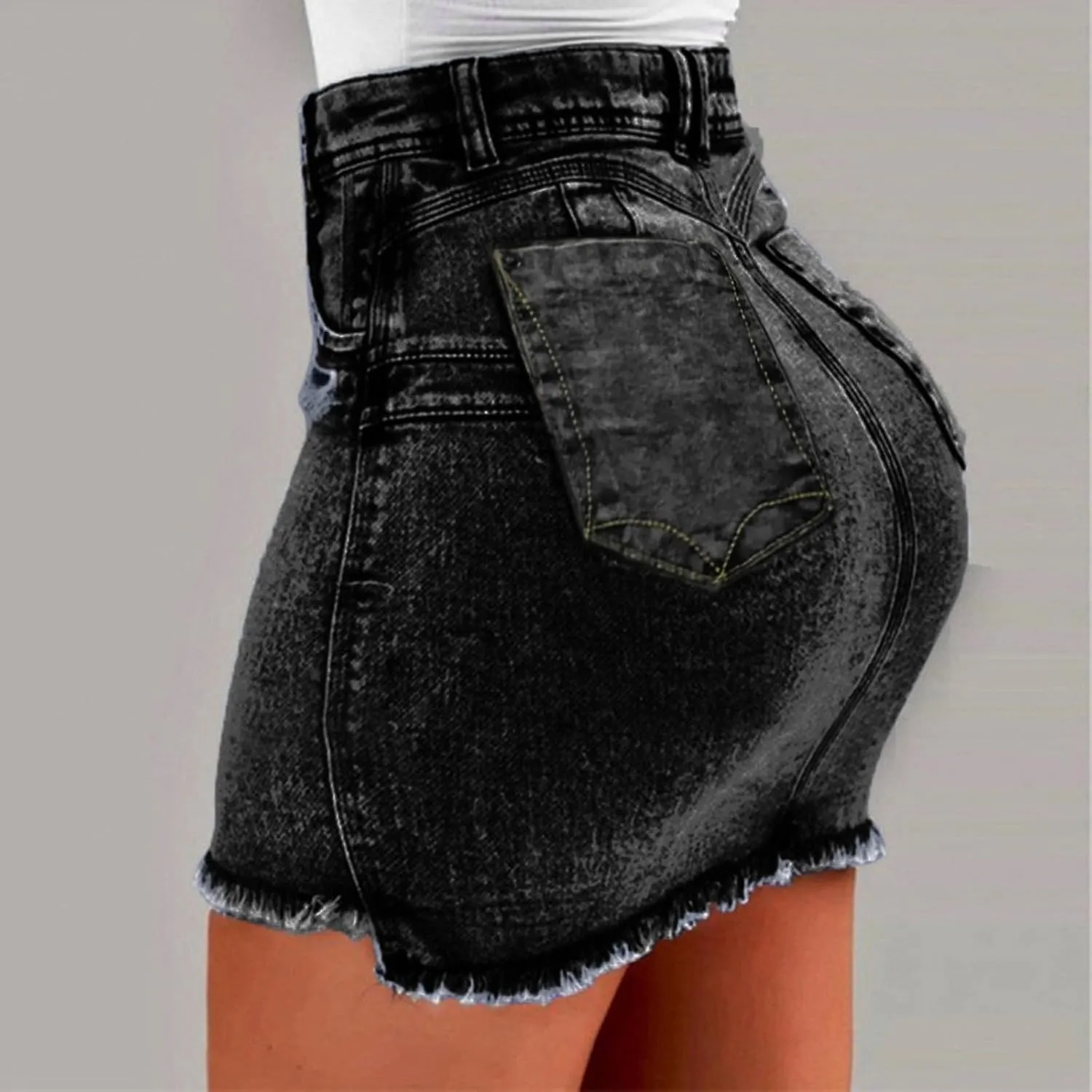 Womens Jean Shorts High Waisted Ripped Denim Jeans Fringed Hole Stretchy Summer Hot Short Pants Frayed Raw Hem Trendy