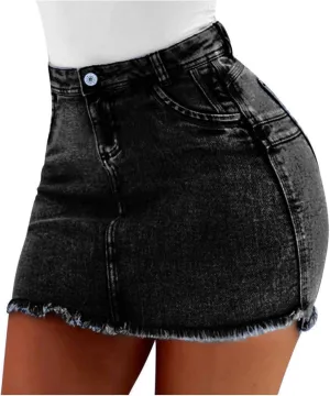Womens Jean Shorts High Waisted Ripped Denim Jeans Fringed Hole Stretchy Summer Hot Short Pants Frayed Raw Hem Trendy