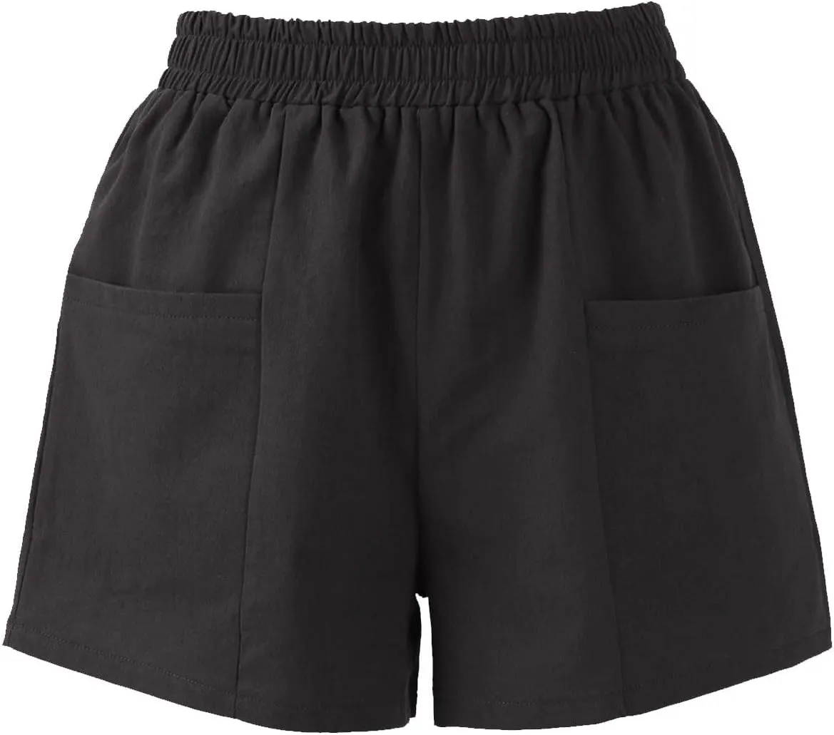 Womens Linen Shorts High Waisted Wide Leg Casual Summer Shorts Loose Fit Comfy Beach Lounge Short Pants with Pockets