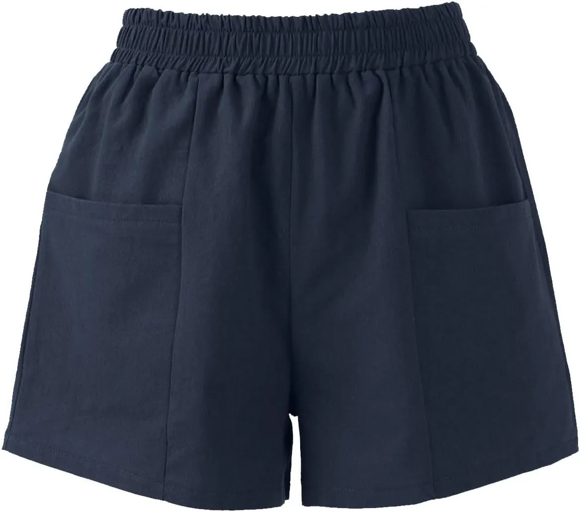 Womens Linen Shorts High Waisted Wide Leg Casual Summer Shorts Loose Fit Comfy Beach Lounge Short Pants with Pockets