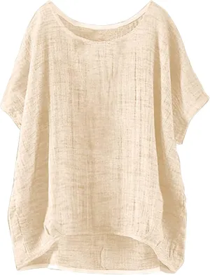 Womens Linen Tops V Neck Beach Cotton Top Cotton Womens Short Sleeve Shirts V Neck Collared Down Blouse Oversized
