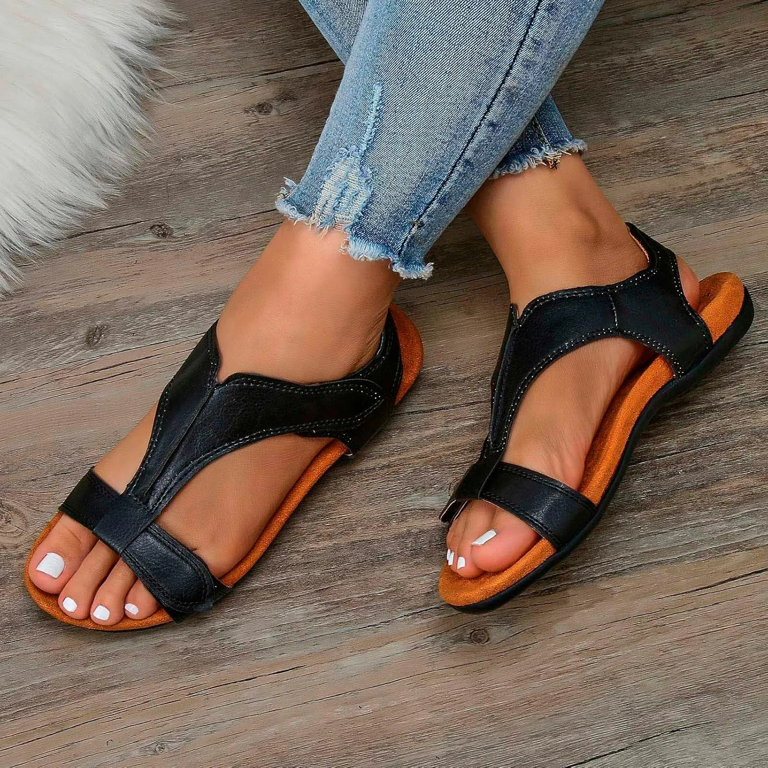 Women's Orthopedic Arch Support Sandals Summer Comfortable Walking Flat Beach Sandals Casual Dressy Mens Beach Flip Flops Size 9