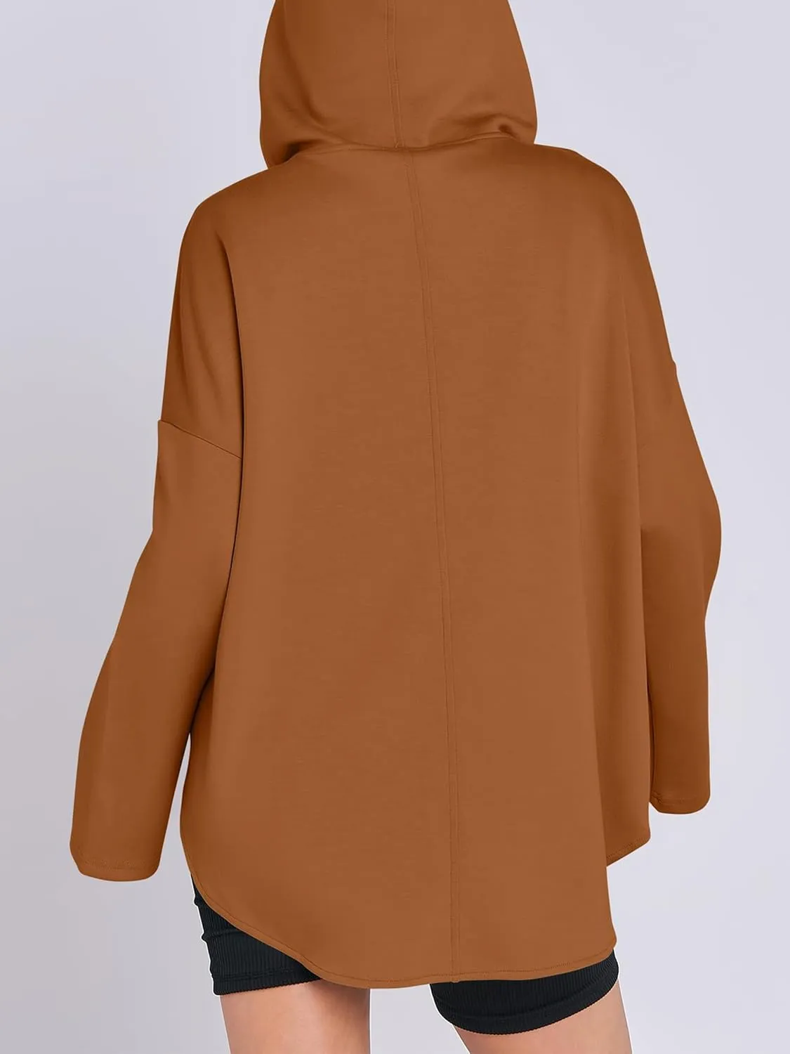 Womens Oversized Hoodie Quarter Zip Sweatshirts 2024 Fall Tunic Pullover Top Trendy Teen Girls Preppy Clothes