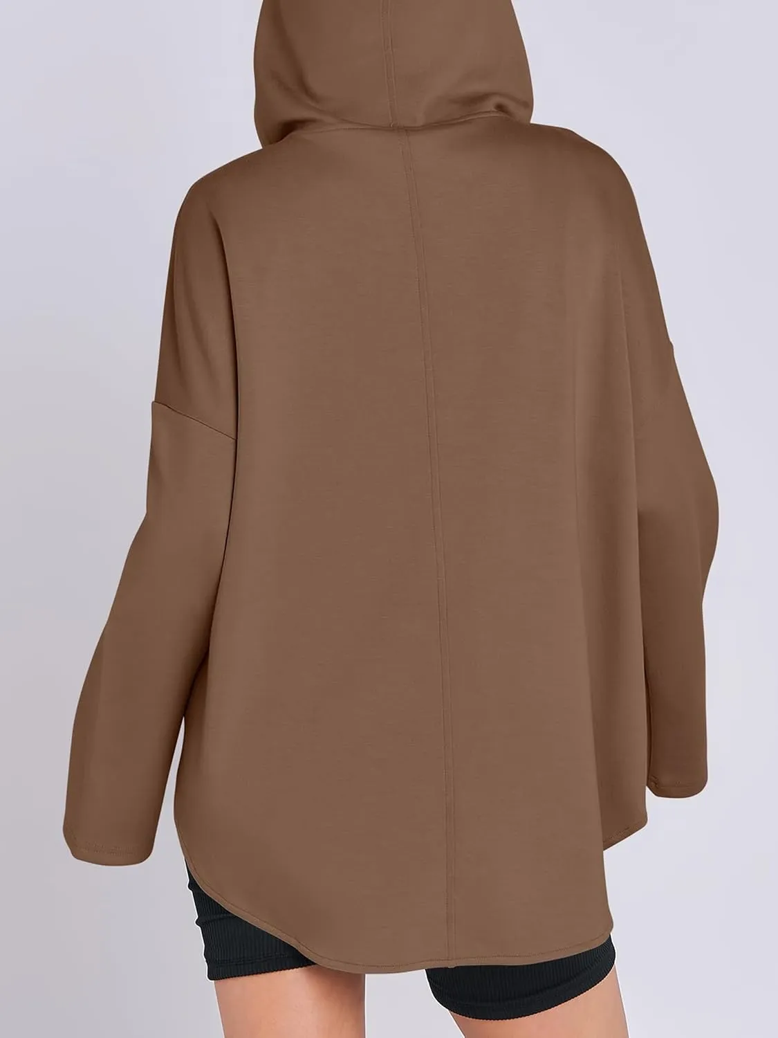 Womens Oversized Hoodie Quarter Zip Sweatshirts 2024 Fall Tunic Pullover Top Trendy Teen Girls Preppy Clothes