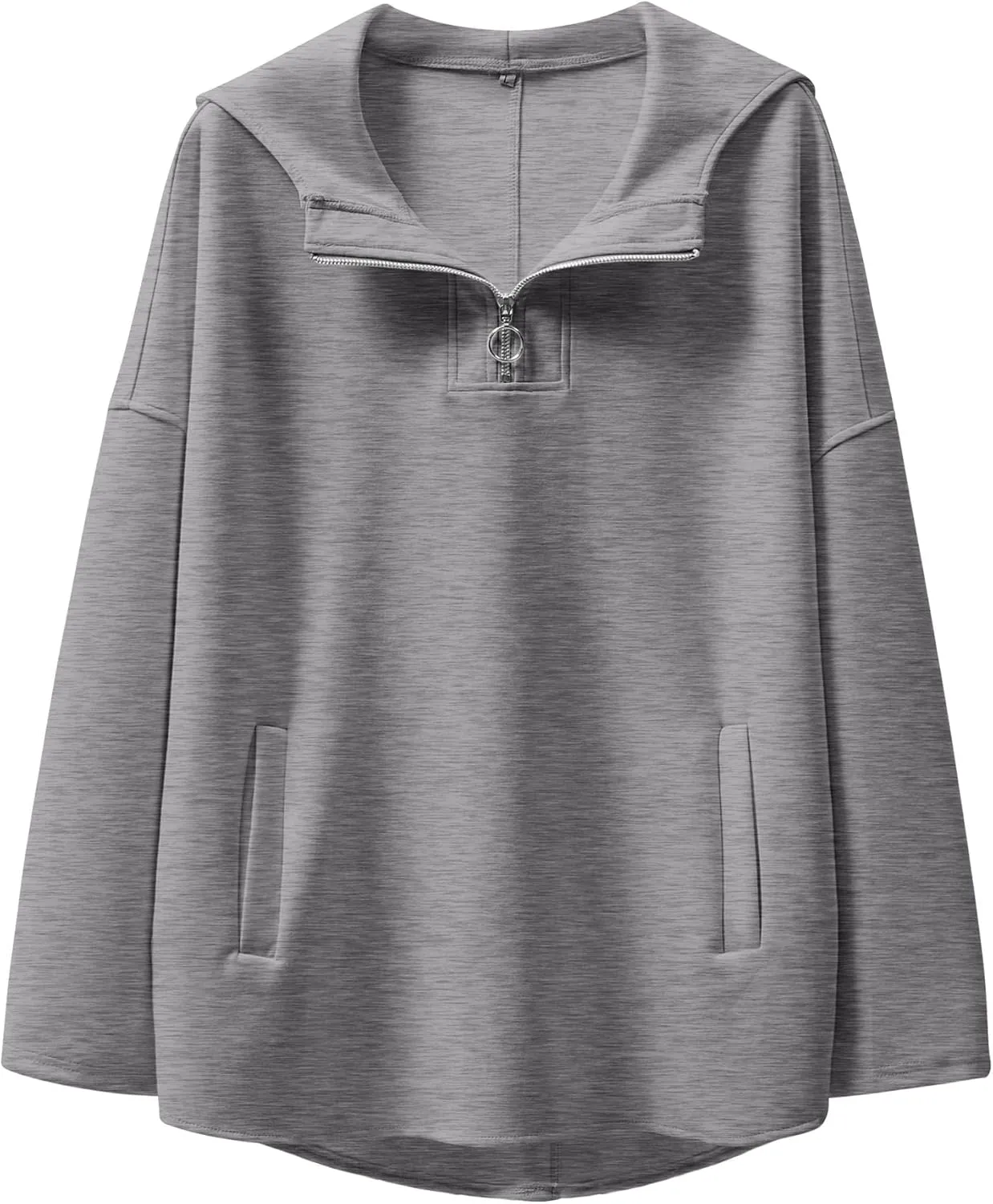 Womens Oversized Hoodie Quarter Zip Sweatshirts 2024 Fall Tunic Pullover Top Trendy Teen Girls Preppy Clothes