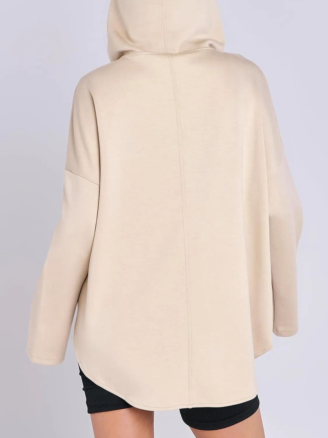 Womens Oversized Hoodie Quarter Zip Sweatshirts 2024 Fall Tunic Pullover Top Trendy Teen Girls Preppy Clothes