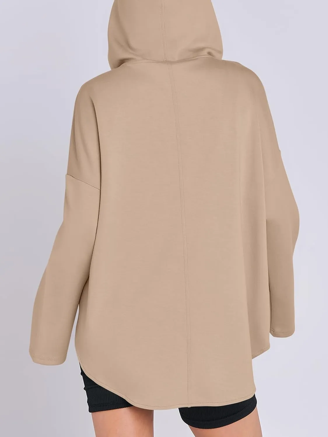 Womens Oversized Hoodie Quarter Zip Sweatshirts 2024 Fall Tunic Pullover Top Trendy Teen Girls Preppy Clothes