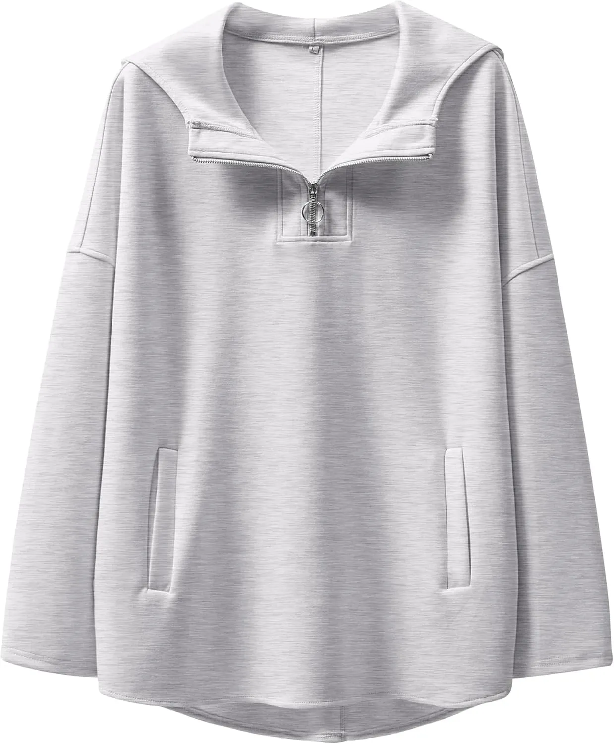 Womens Oversized Hoodie Quarter Zip Sweatshirts 2024 Fall Tunic Pullover Top Trendy Teen Girls Preppy Clothes