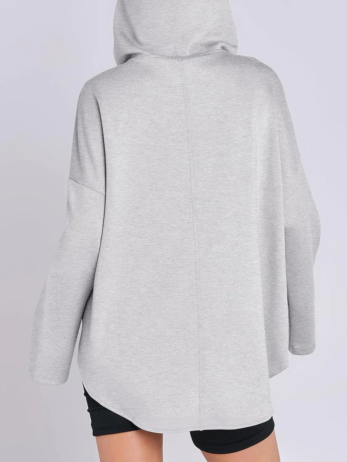 Womens Oversized Hoodie Quarter Zip Sweatshirts 2024 Fall Tunic Pullover Top Trendy Teen Girls Preppy Clothes