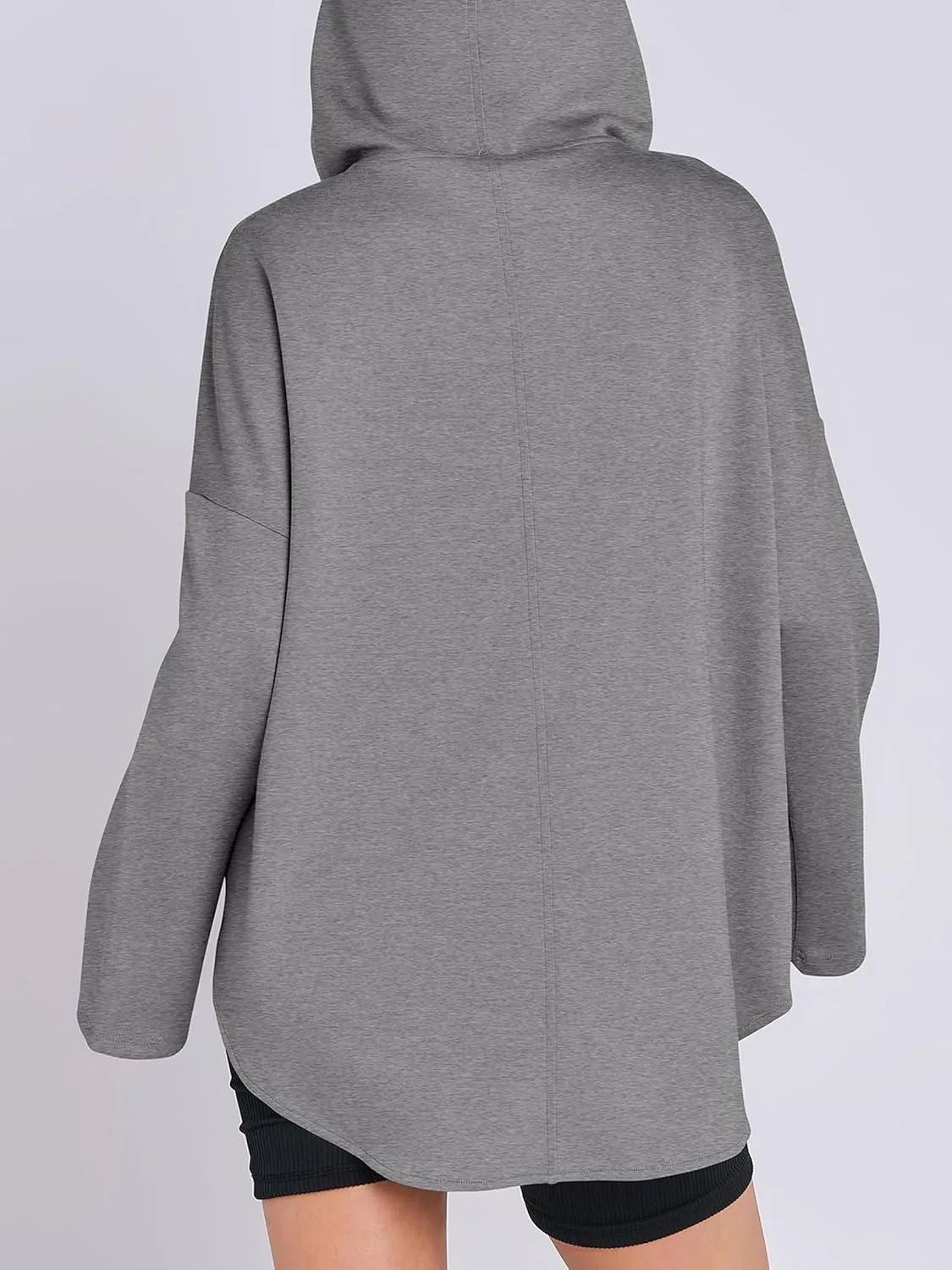 Womens Oversized Hoodie Quarter Zip Sweatshirts 2024 Fall Tunic Pullover Top Trendy Teen Girls Preppy Clothes