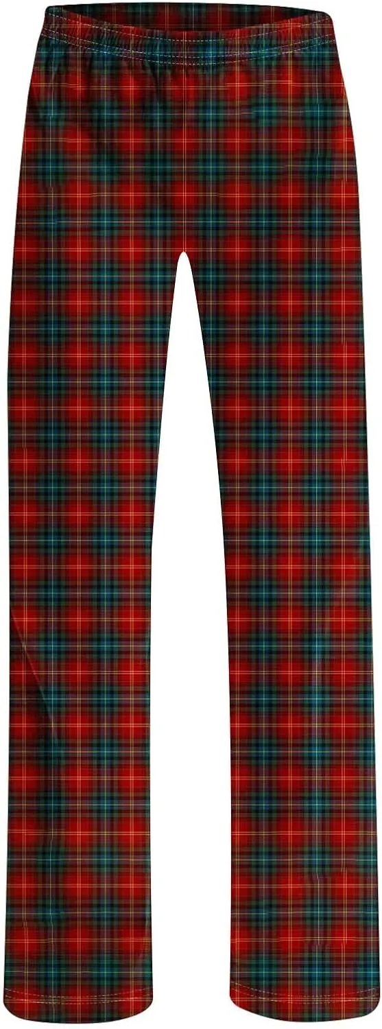Women's Pajama Pants Wide Leg Yoga Pants Lounge High Waist Pants Comfy Stretch Plaid Pj Bottoms Trousers Loungewear