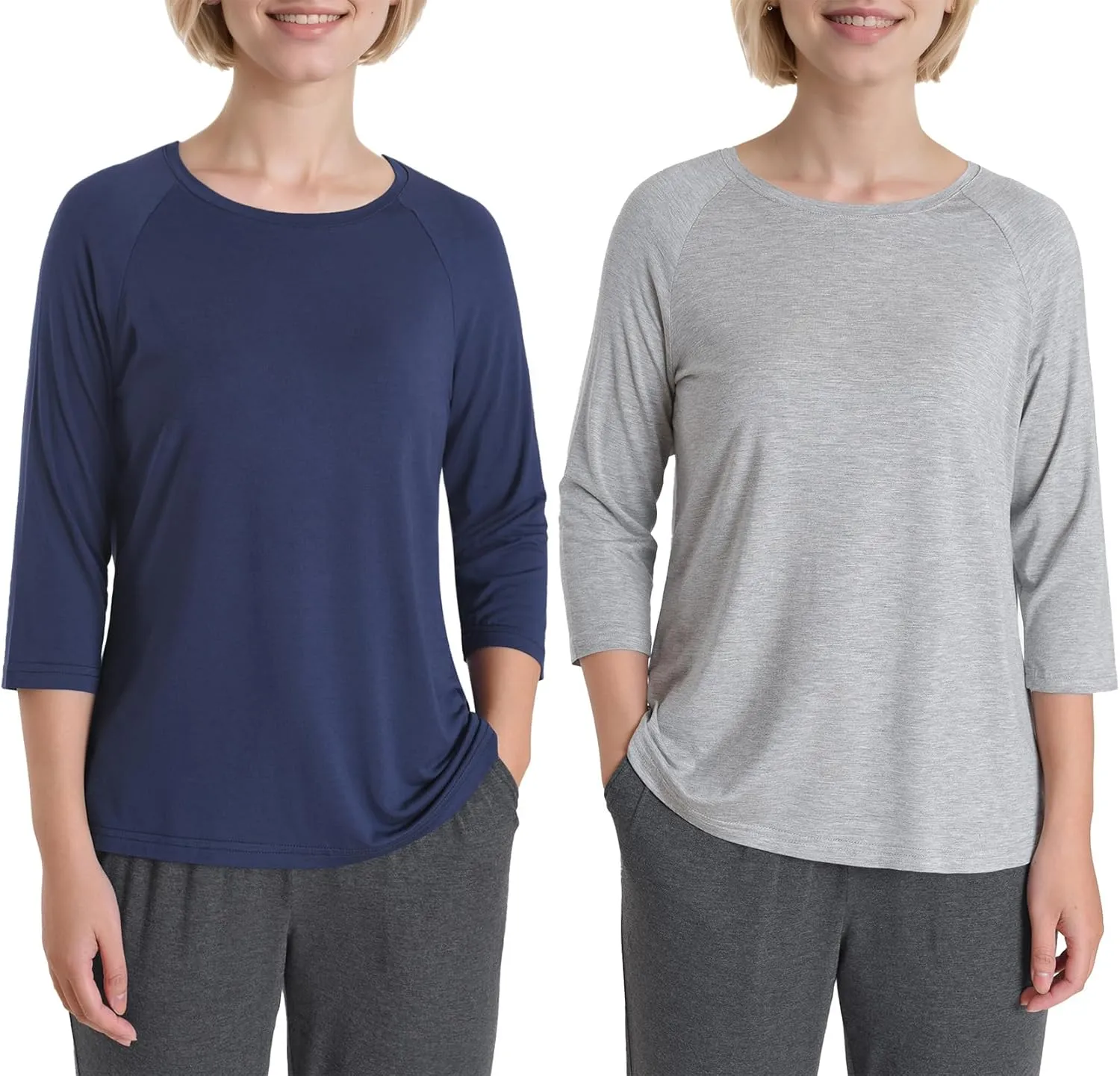 Women's Petite Pajamas Tops 3/4 Sleeve Petite Size T-Shirt