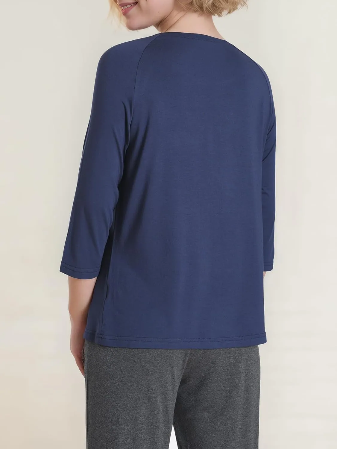 Women's Petite Pajamas Tops 3/4 Sleeve Petite Size T-Shirt